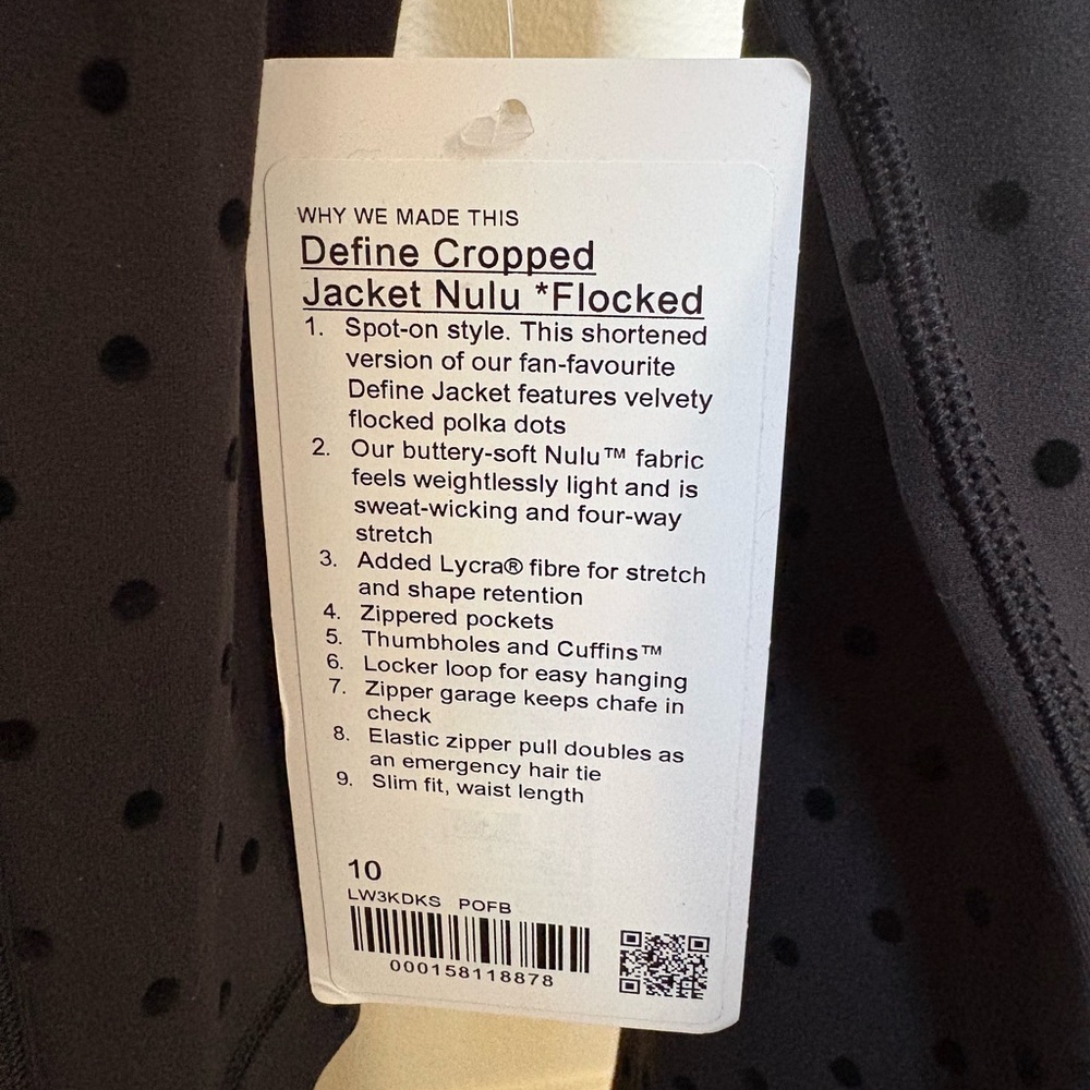 Lululemon Define Cropped Jacket Nulu *Flocked Polka Dot - Picture 4 of 4